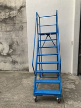 Rolling Mobile Ladder - 7 Steps, Blue, 1800mm Height