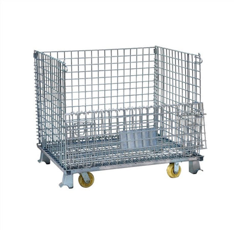 Storage Cage Trolley Collapsible Folding Steel Pallet Cage 1200kg Limit