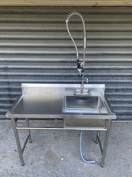 Commercial Kitchen Sink With Rinse Tap - 1200x600x900mm