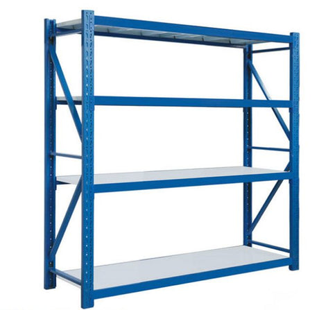 commercial-Shelving-4 tie-steel-Blue-White-4000mm-500mm-2000mm-side-view