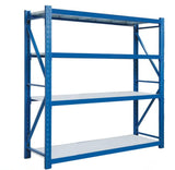 commercial-Shelving-4 tie-steel-Blue-White-4000mm-500mm-2000mm-side-view