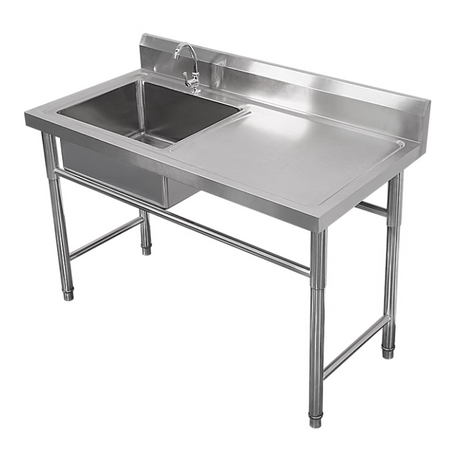 Commercial-kitchen-left-Sink-Bench-stainless-steel-1800mm-600mm-900mm-side-view