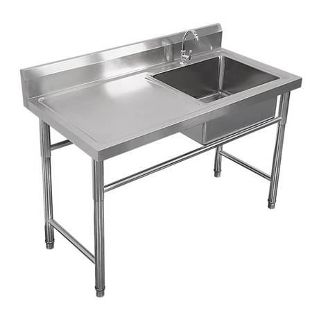 Commercial-Stainless-Steel right-Sink-Bench-1200mm-600mm-900mm-Side-View