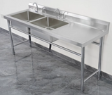 Commercial Kitchen Double Left Sink - 1800x600x900mm Stainless Steel Bench